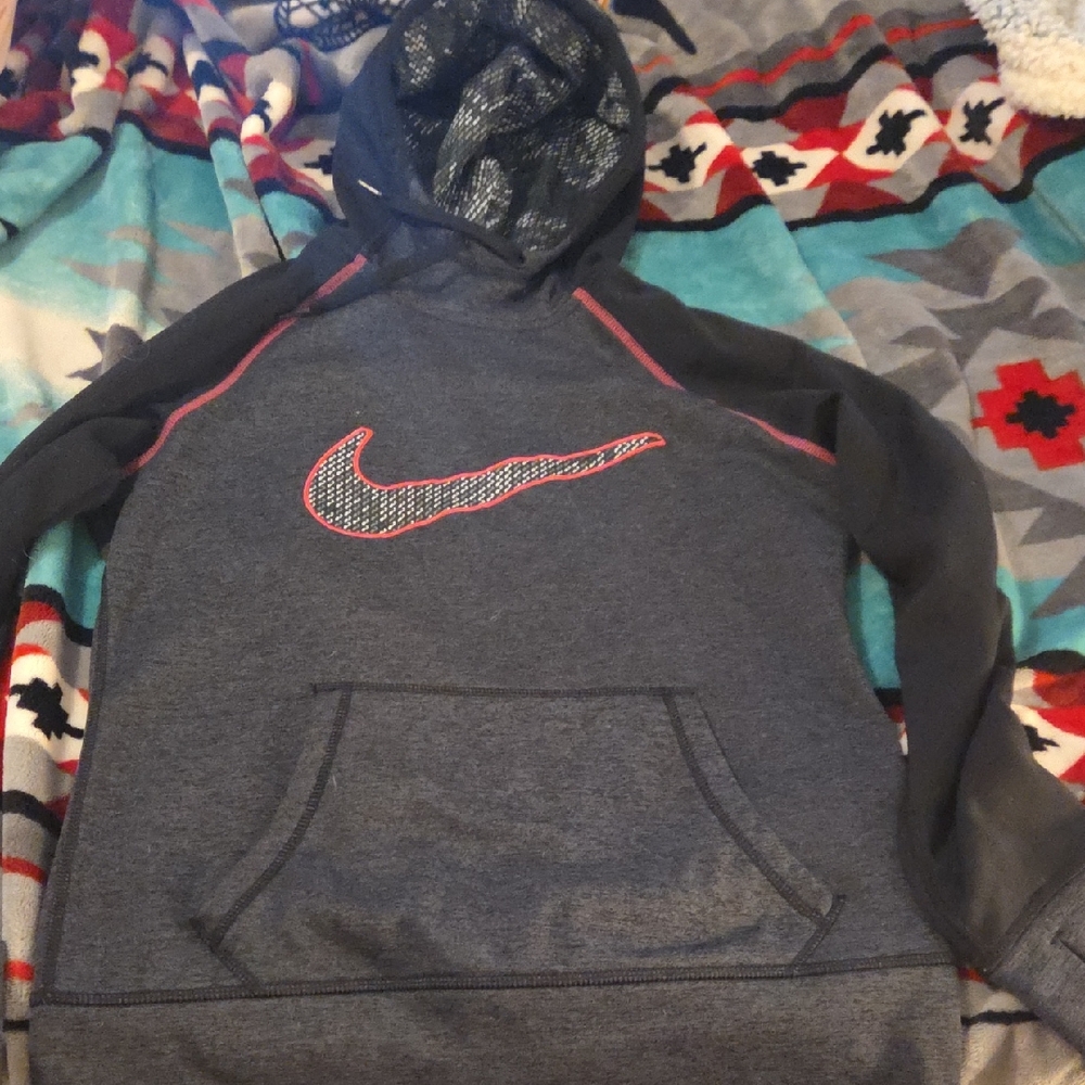 Nike Gray and Black Women's Hoodie